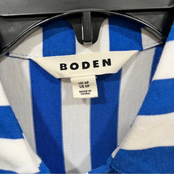 Boden Libby Jersey Midi Shirt Dress size 0 petite blue & white striped button - Picture 9 of 10